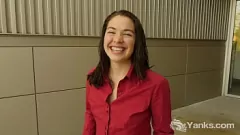 play Yanks Lilith's Shaved Pussy to Orgasmic Contractions in Bathroom